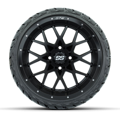 GTW Vortex Matte Black 14 in Wheels with 205/35-R14 Maverick - front view