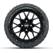 GTW Vortex Matte Black 14 in Wheels with 205/35-R14 Maverick - front view