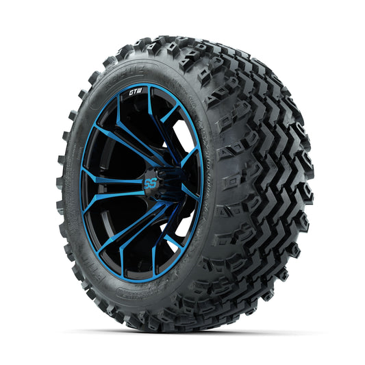 GTW Spyder Blue/Black 14 in Wheels with 23x10.00-14 Rogue Al - 3/4 view