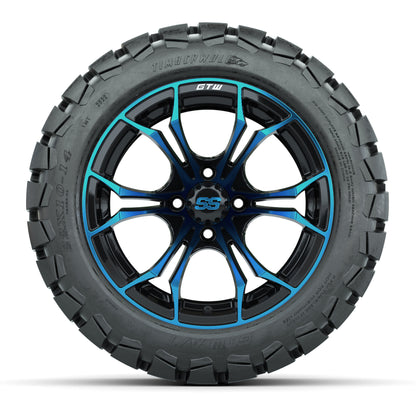 GTW Spyder Blue/Black 14 in Wheels with 22x10-14 GTW Timberw - front view
