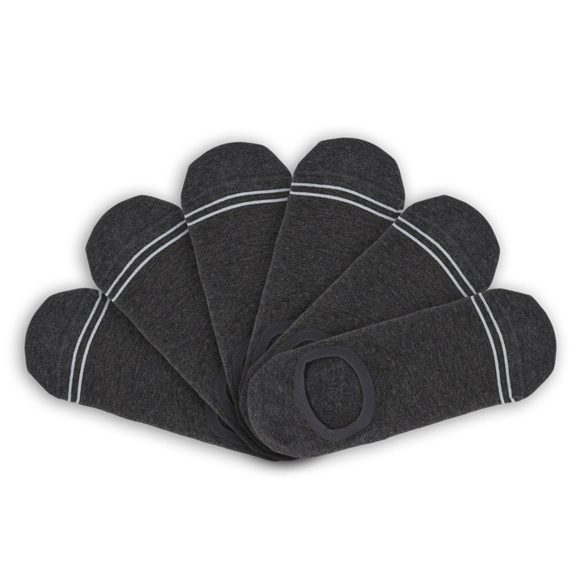 Charcoal Cotton No Show - 6 Pack