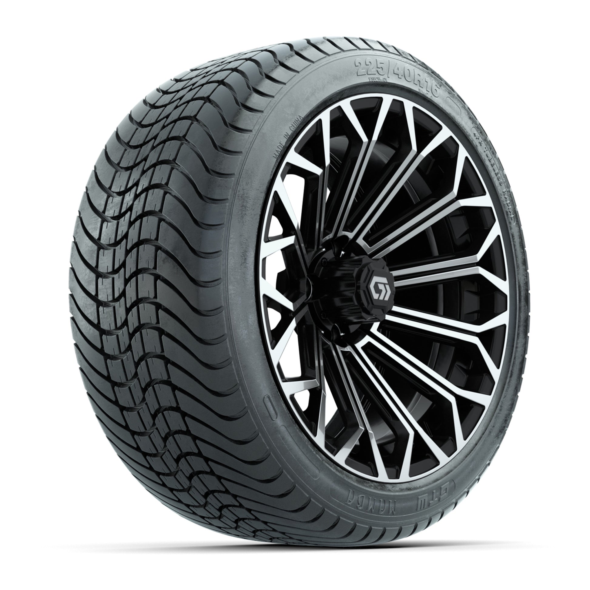 GTW Phantom Black/Machined 16 in Wheels with 225/40-R16 Mamba Street Tires – Full Set