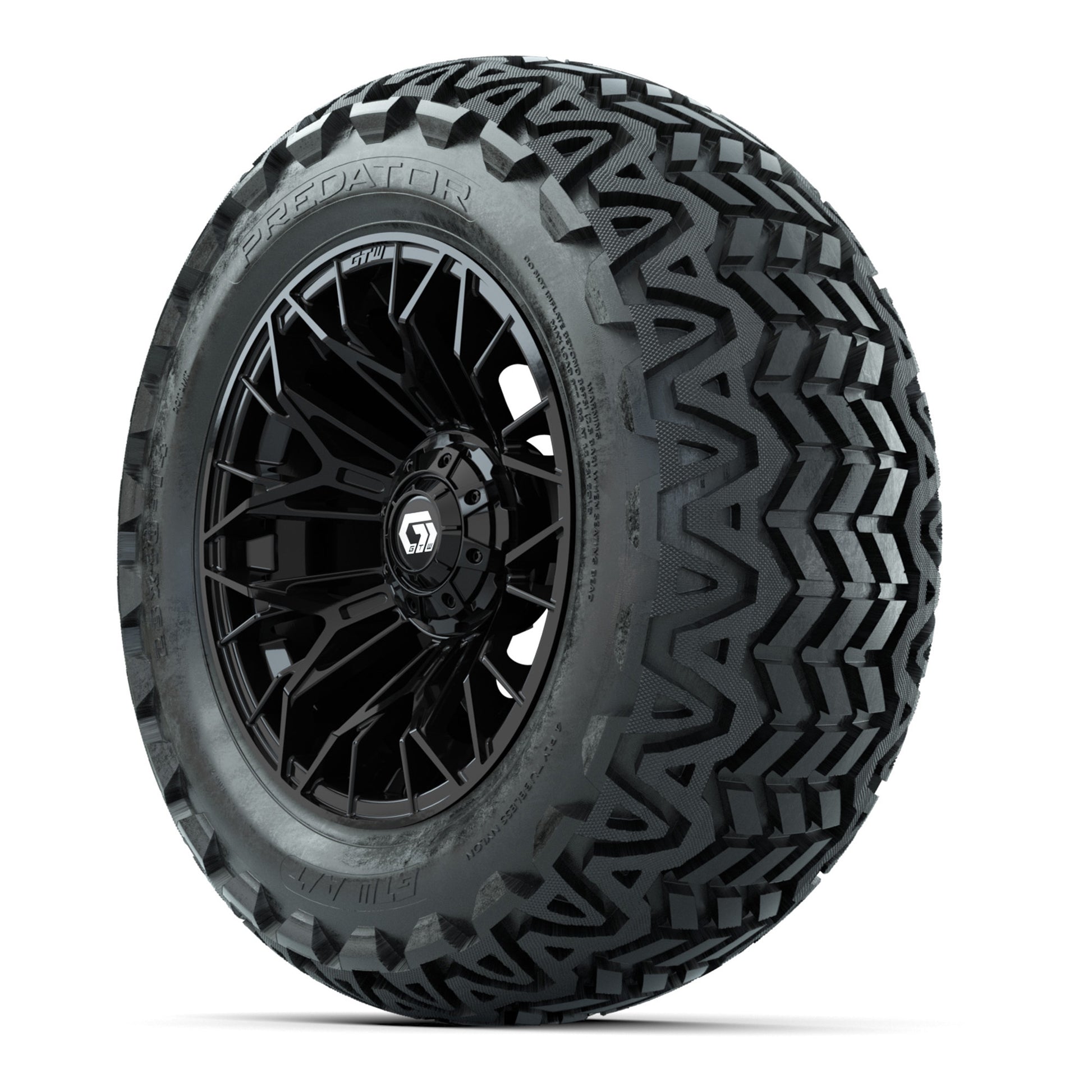 Set of (4) 14 in GTW® Stellar Black Wheels with 23x10-14 Pre - 3/4 view