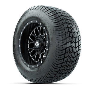 GTW® Helix Black/Machined 12 in Wheels with 255/50-12 Excel Classic Street Tires – Full Set