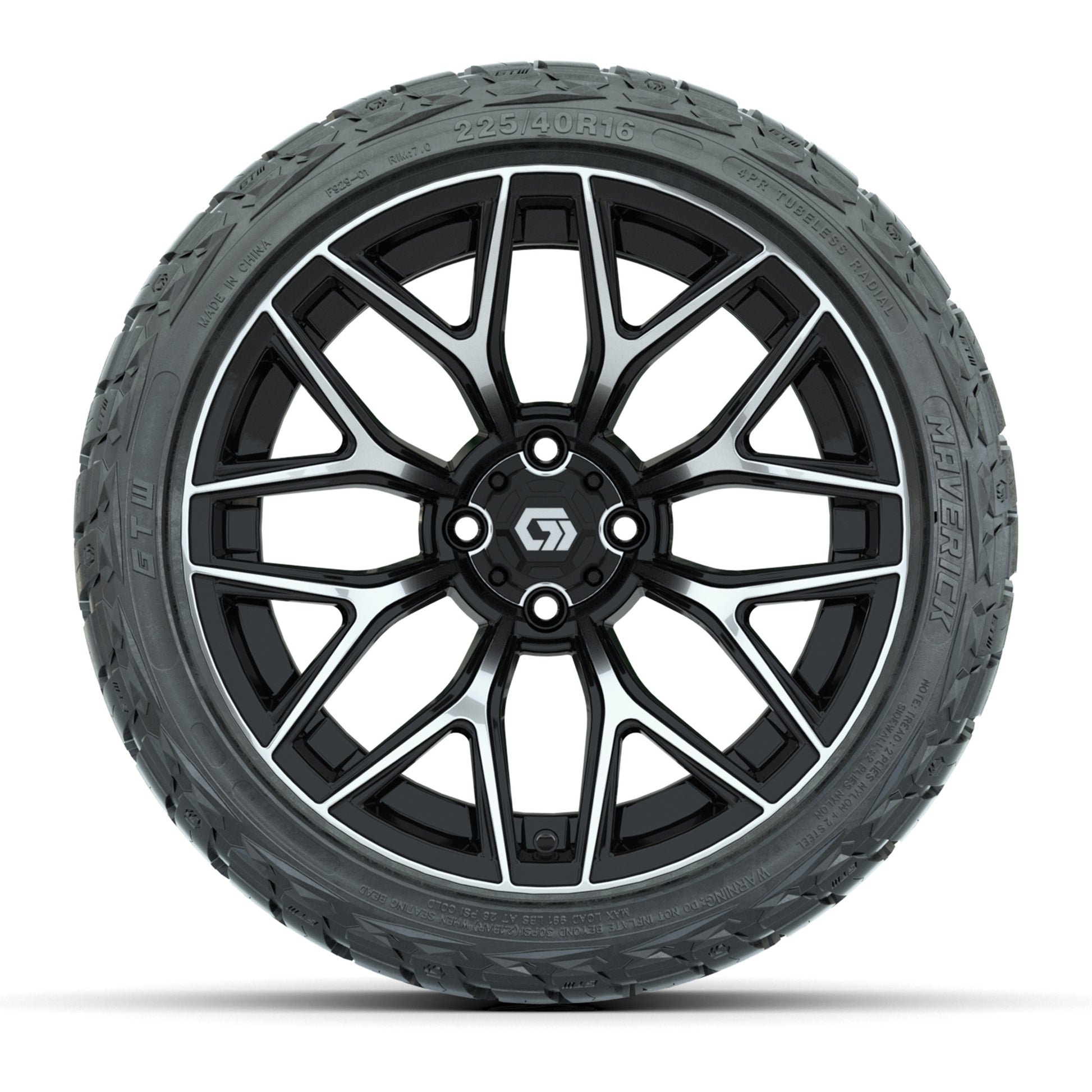 GTW Monaco Black/Machined 16 in Wheels with 225/40-R16 Maverick Hybrid Tires – Full Set
