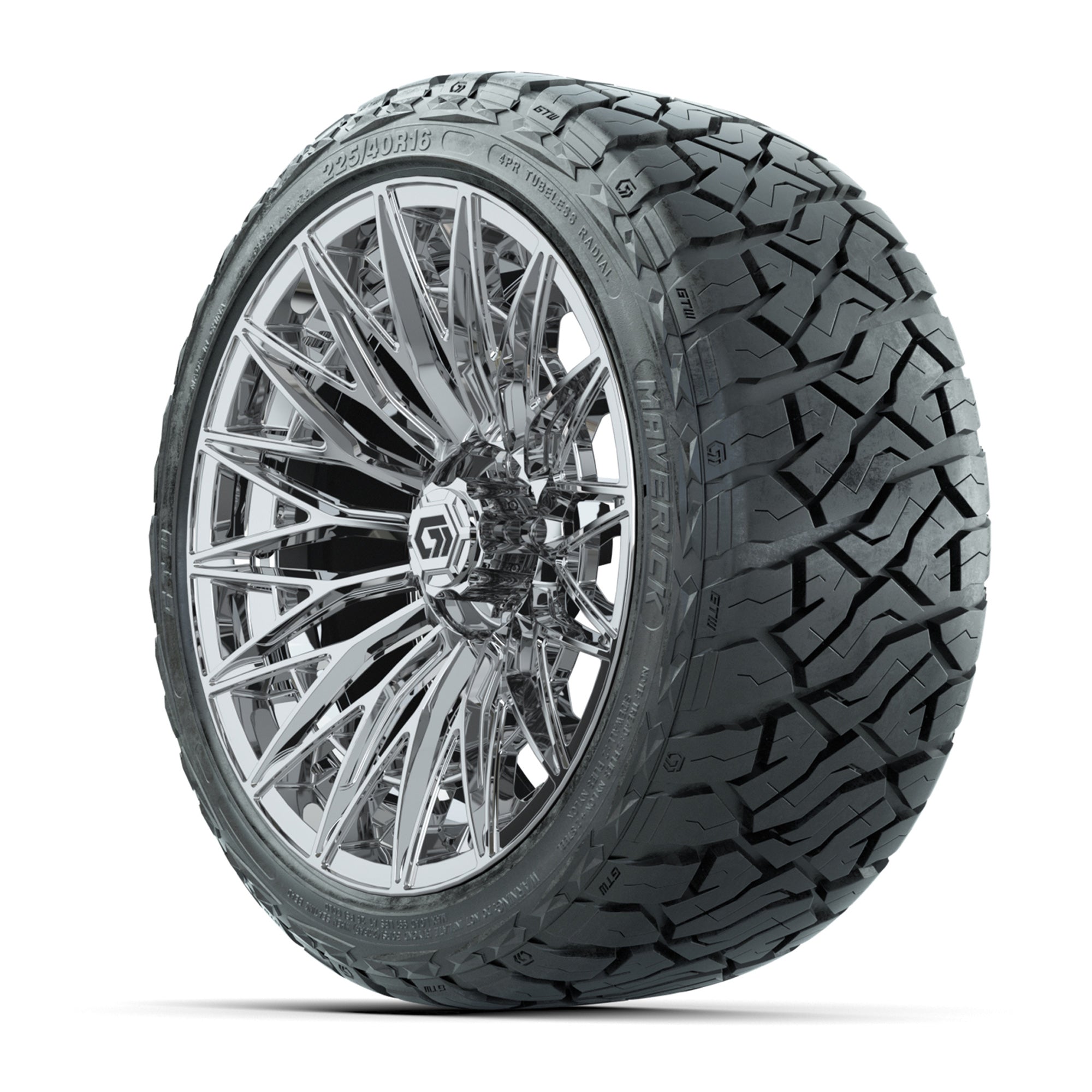 GTW Blur Chrome 16 in Wheels with 225/40-R16 Maverick Hybrid Tires – Full Set