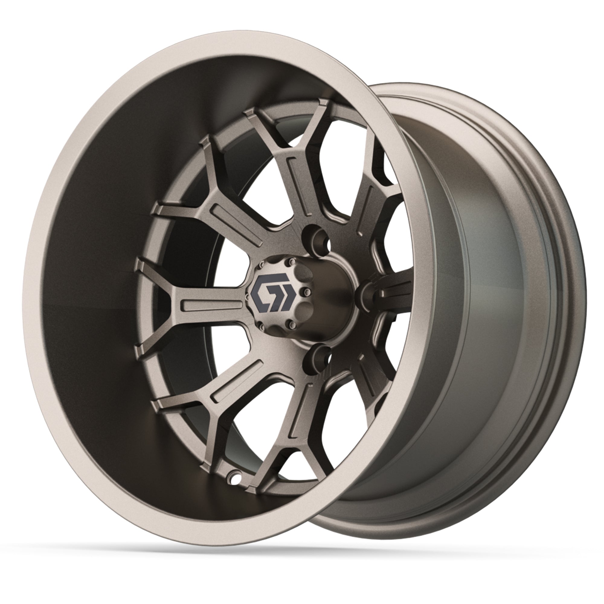 Assault Ultra-Wide 15 inch GTW golf cart wheel - Matte Bronze