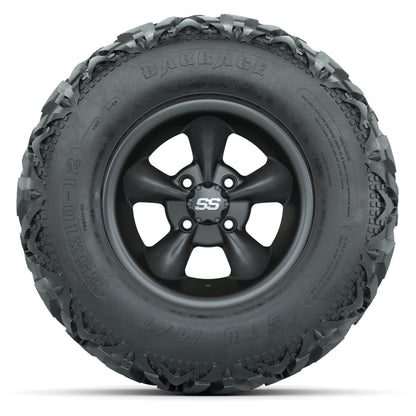 GTW® Godfather Matte Gray 12 in Wheels with 25X10-12 Barrage Mud Tires – Full Set