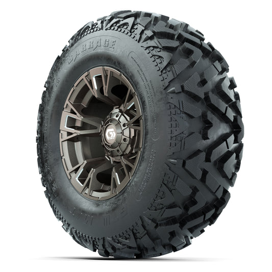 GTW® Vandal Bronze/Machined 12 in Wheels with 25X10-12 Barrage Mud Tires – Full Set