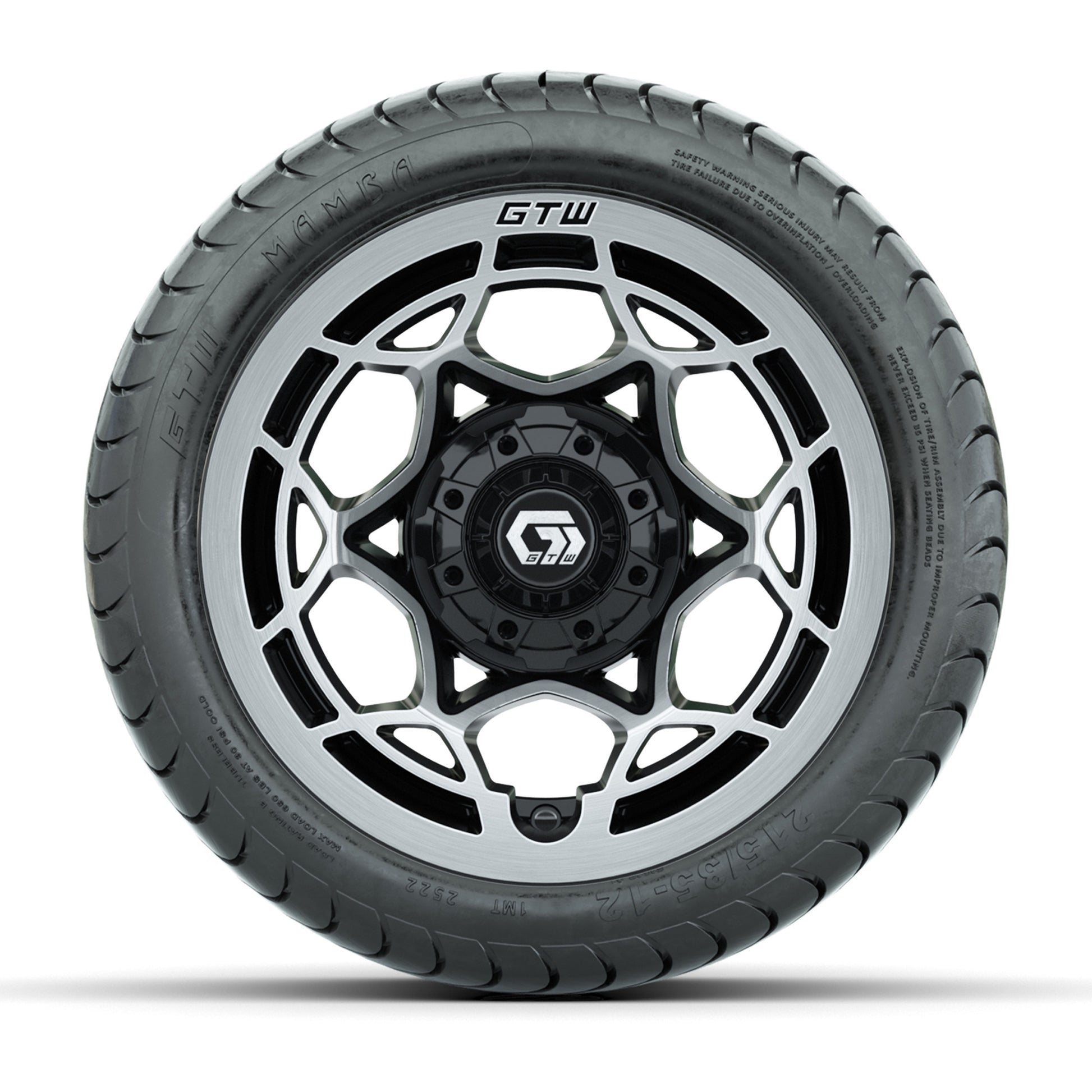 GTW® Nexus Gloss Black 12 in Wheels with 215/35-12 Mamba Street Tires – Full Set