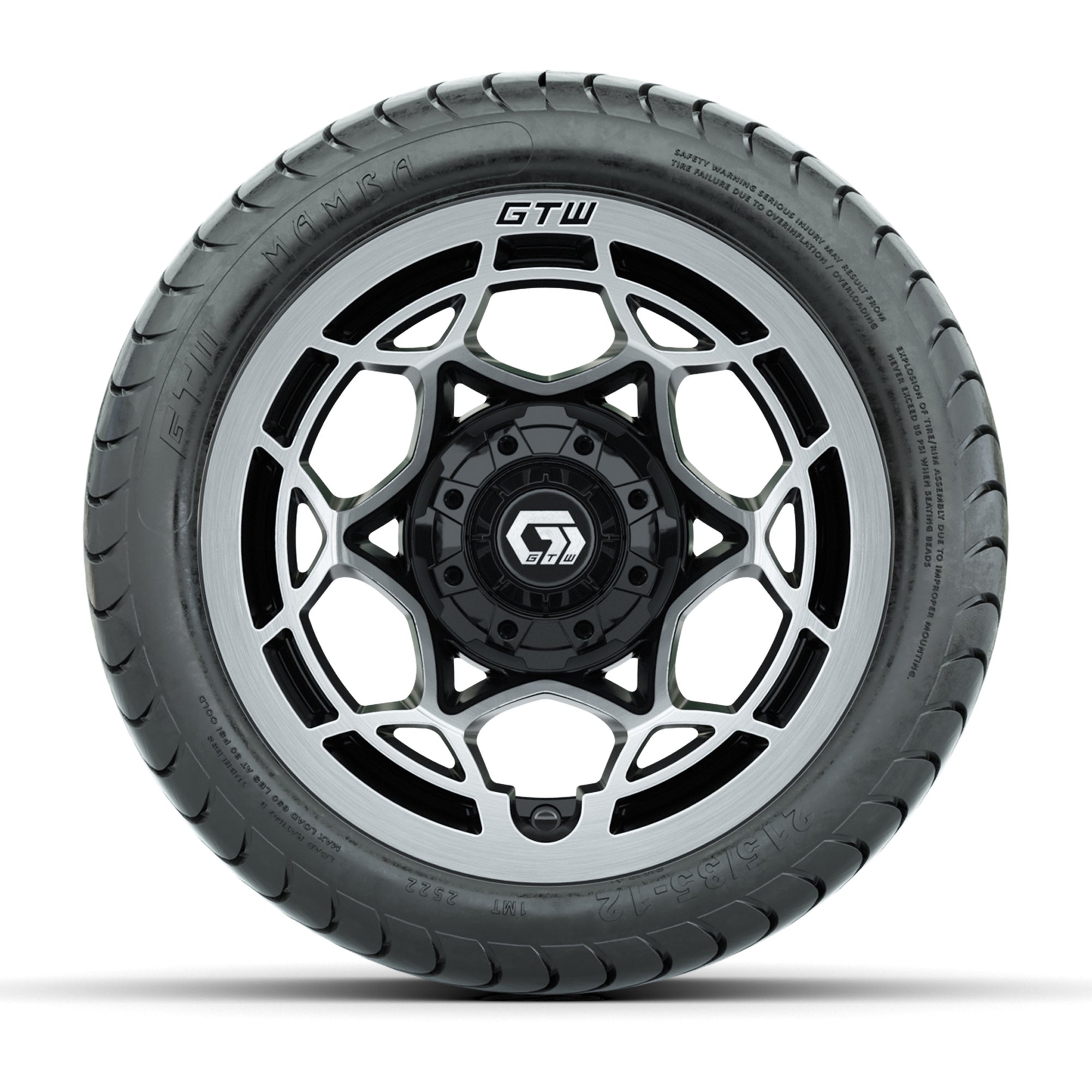 GTW® Nexus Gloss Black 12 in Wheels with 215/35-12 Mamba Street Tires – Full Set