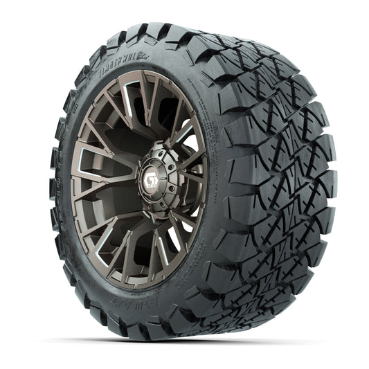 GTW® Vandal Satin Bronze/Machined 14 in Wheels with 22x10-14 - 3/4 view