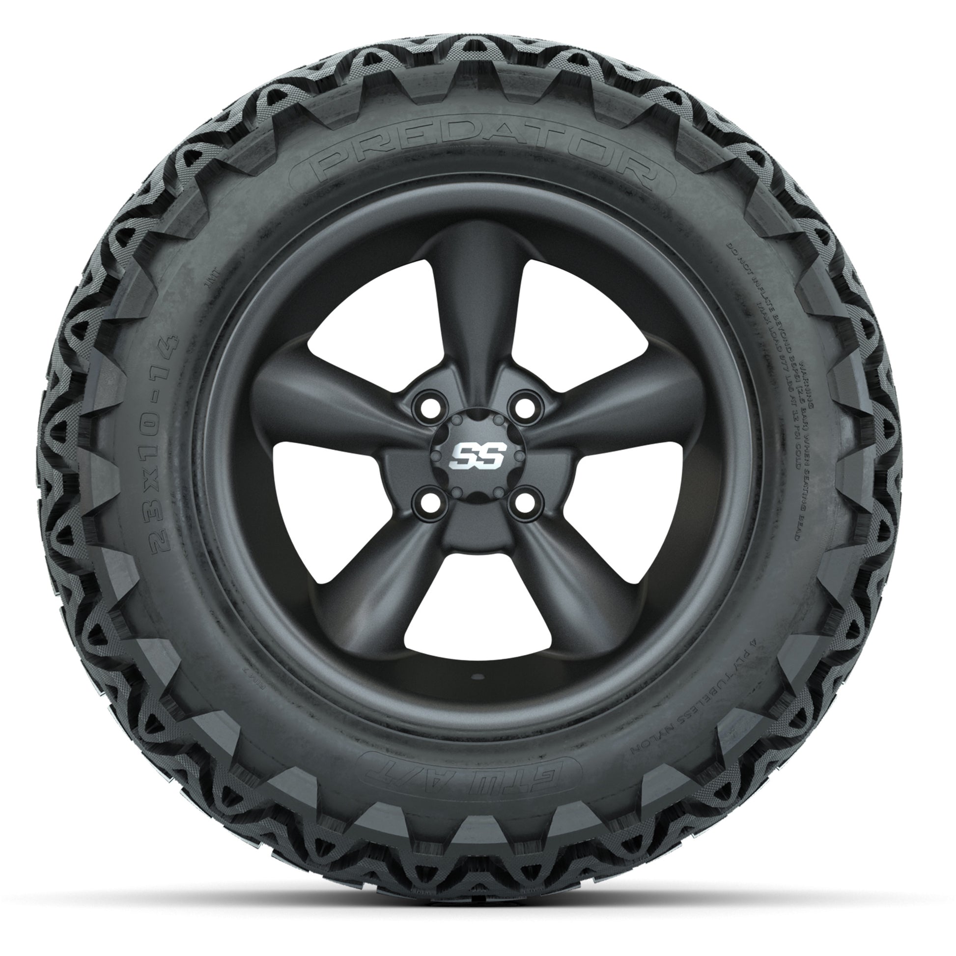 GTW Godfather Matter Gray 14 in Wheels with 23X10-14 Predato - front view