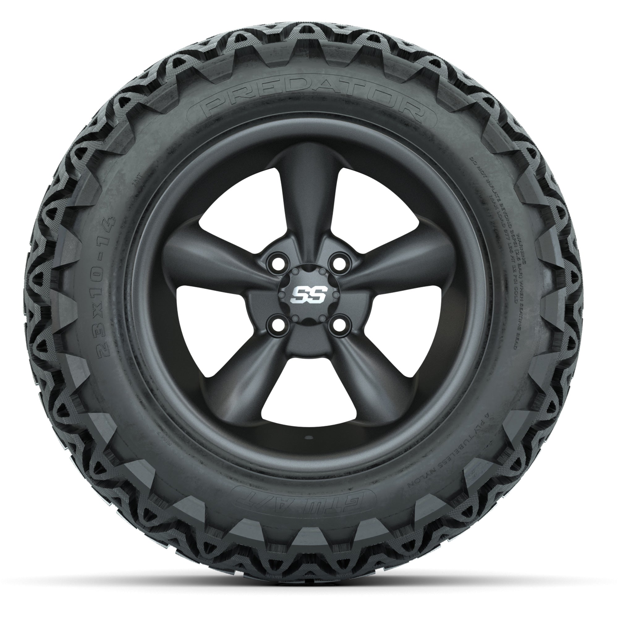 GTW Godfather Matter Gray 14 in Wheels with 23X10-14 Predato - 3/4 view