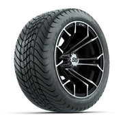 GTW Spyder Black and Machined 12 in Wheels with 18in Mamba Street Tires – Set of 4