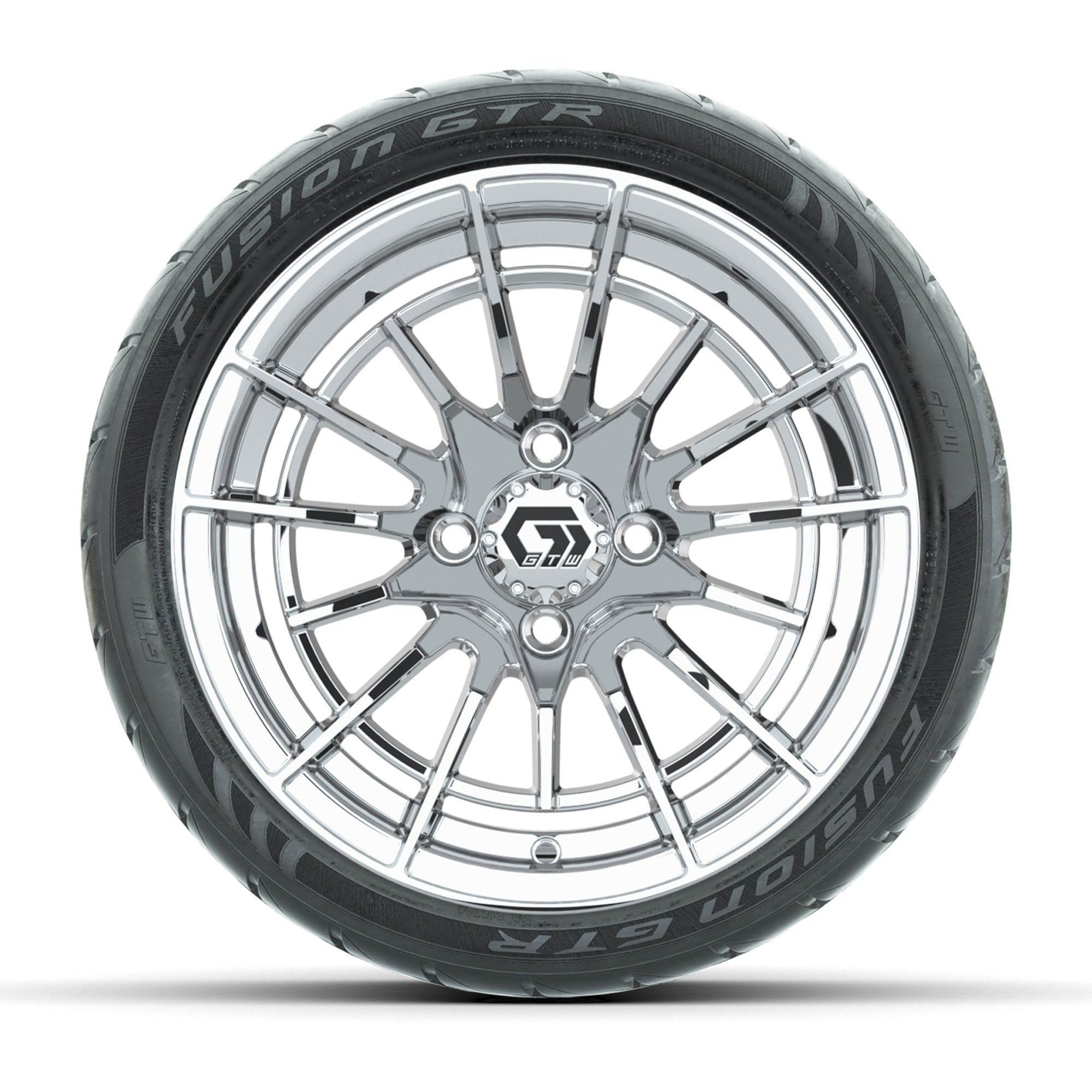 GTW® Boost Chrome 14 in Wheels with 205/40-R14 Fusion GTR St - 3/4 view