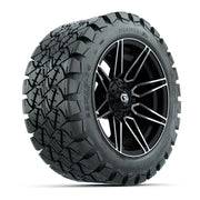 GTW® Stealth Gloss Black/Machined 14 in Wheels with 22x10-14 Timberwolf All-Terrain Tires – Full Set