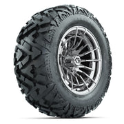 GTW Boost Chrome 14 in Wheels with 25x10-14 Barrage Mud Tires – Full Set