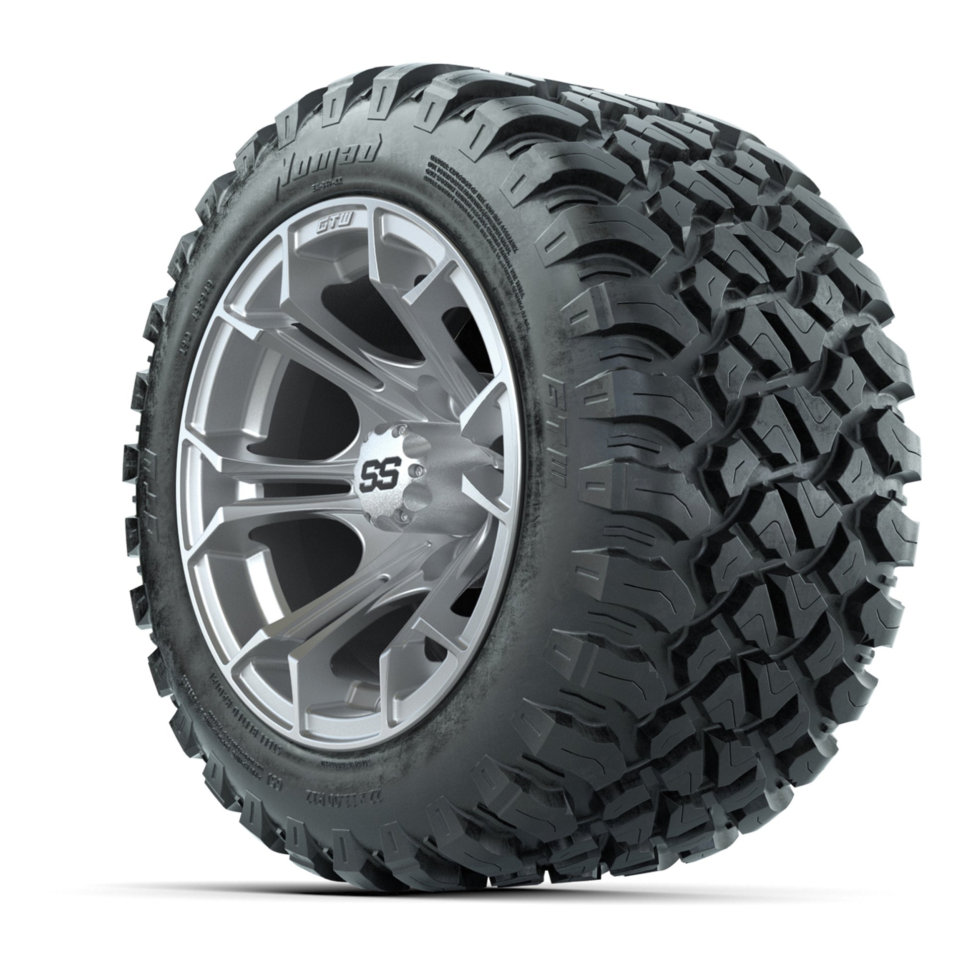 GTW® Spyder Silver Brush 12 in Wheels with 22X11-R12 Nomad Steel Belt Radial All-Terrain Tires – Full Set