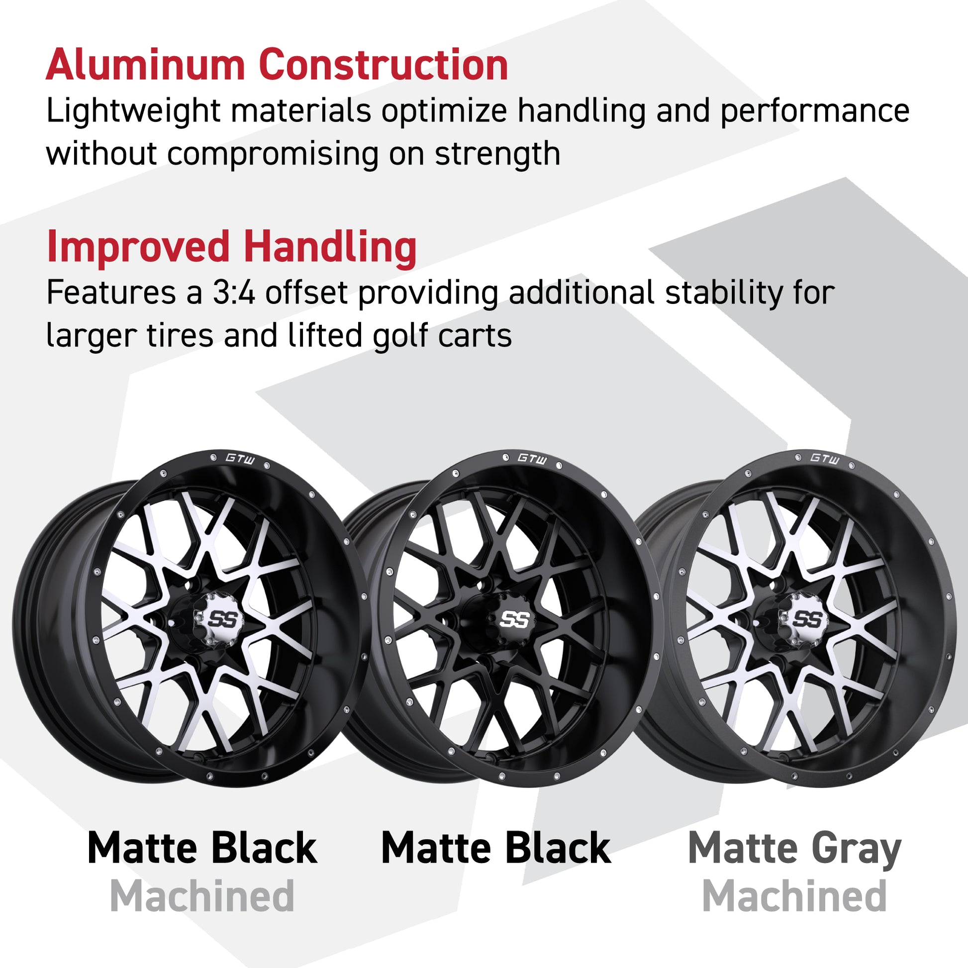 GTW Vortex wheel aluminum construction and finishes