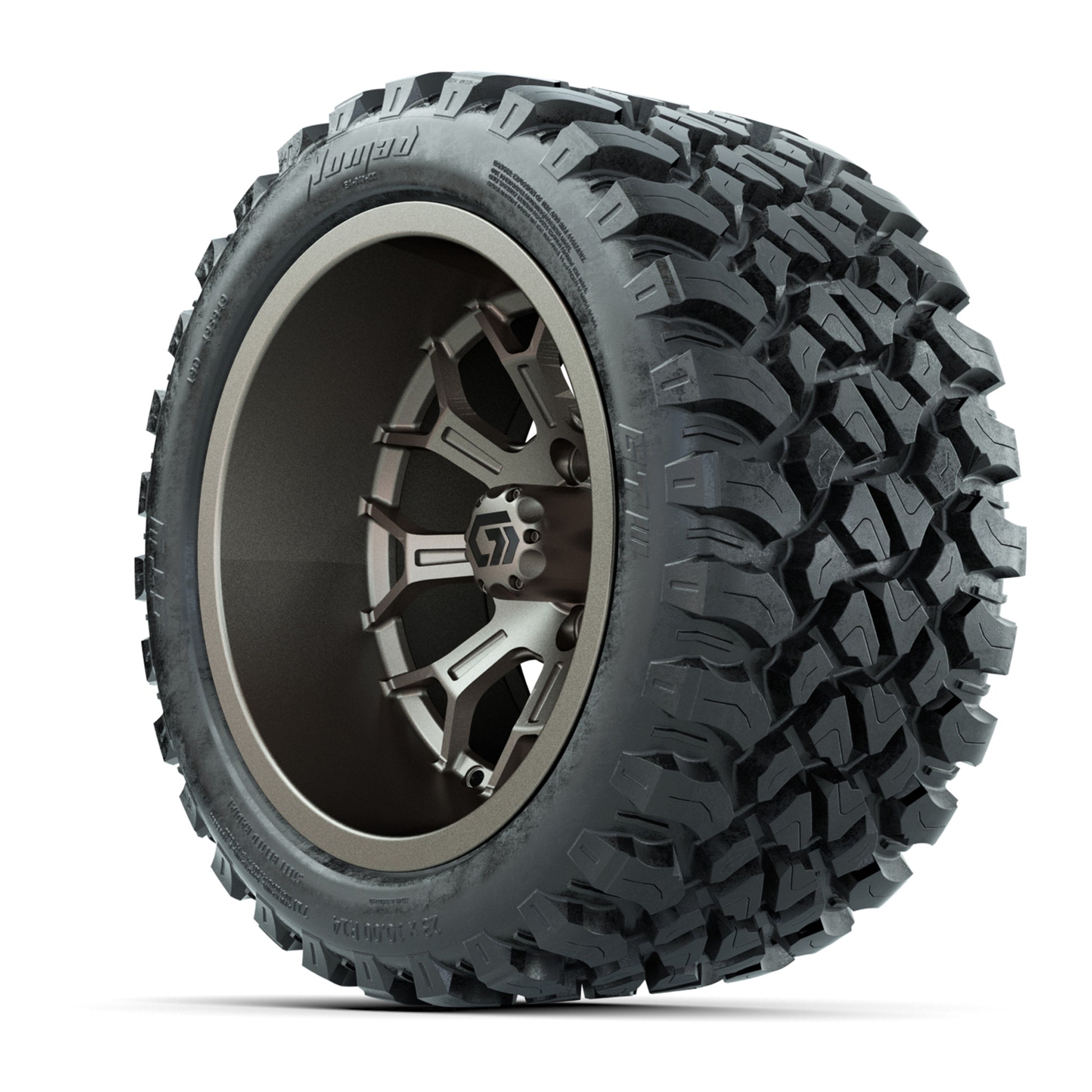 GTW Assault Matte Bronze 14 in Wheels with 23X10-R14 Nomad Steel Belt Radial All-Terrain Tires – Full Set