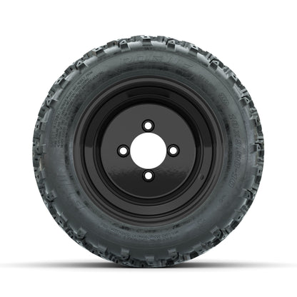 GTW Steel Matte Black 3:5 Offset 10 in Wheels with 18x9.50-10 Rogue All Terrain Tires – Full Set