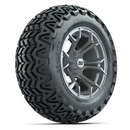 GTW Spyder Silver Brush 14 in Wheels with 23X10-14 Predator All-Terrain Tires – Full Set