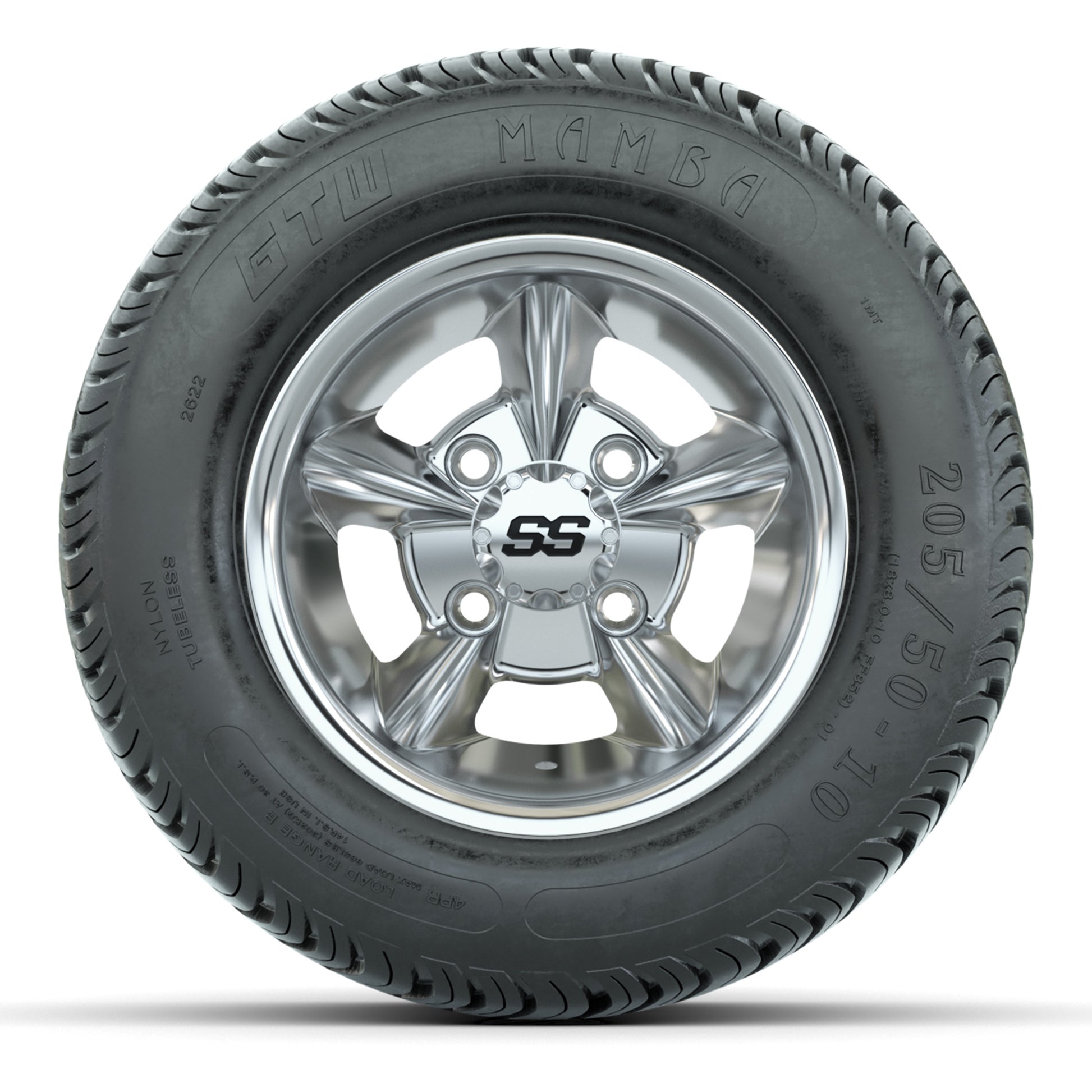 GTW Godfather Chrome 10 in Wheels with 205/50-10 Mamba Street Tires – Full Set