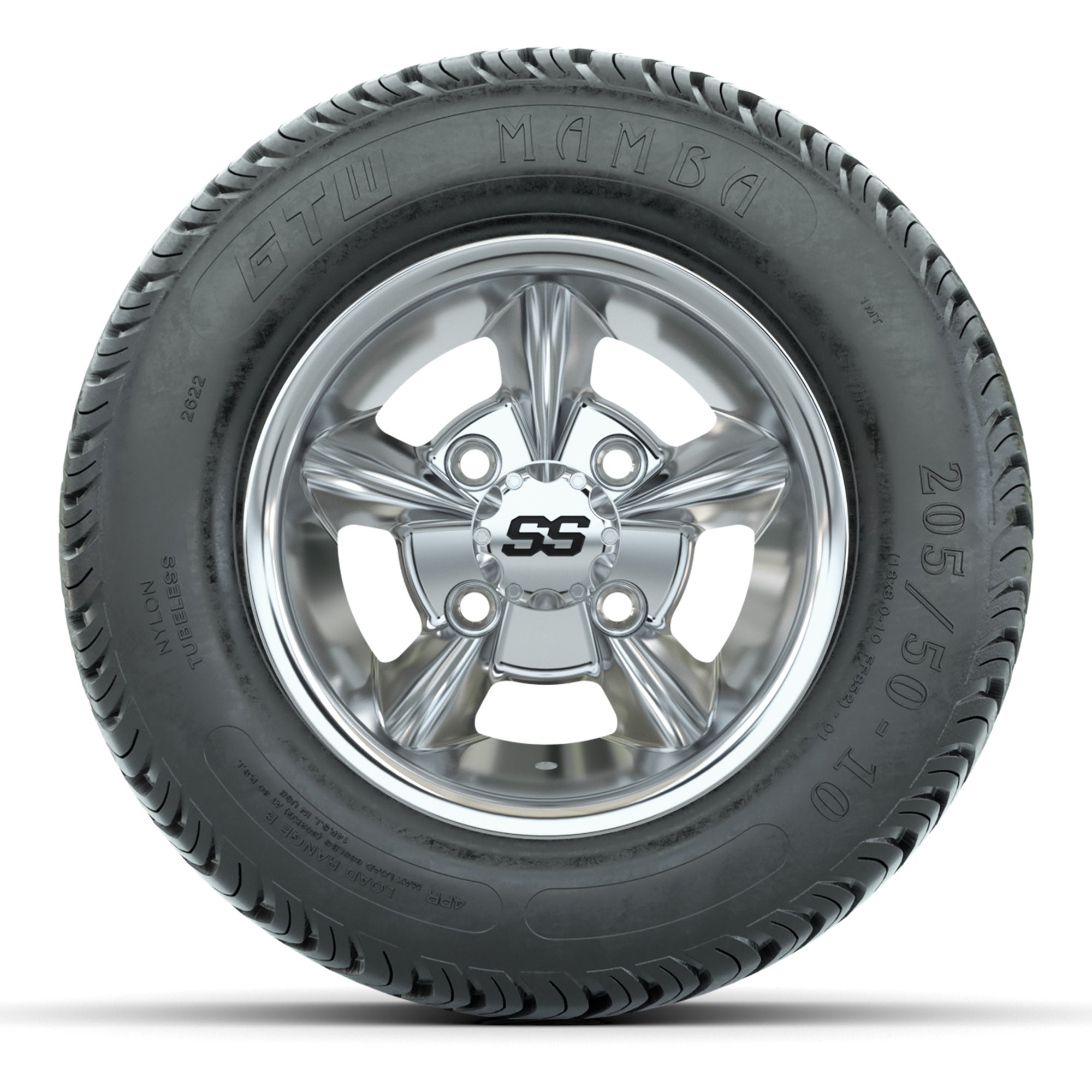 GTW Godfather Chrome 10 in Wheels with 205/50-10 Mamba Street Tires – Full Set