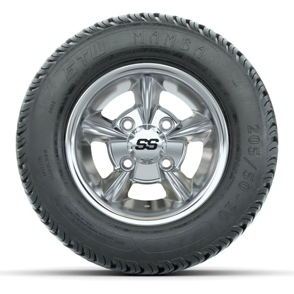 GTW Godfather Chrome 10 in Wheels with 205/50-10 Mamba Street Tires – Full Set