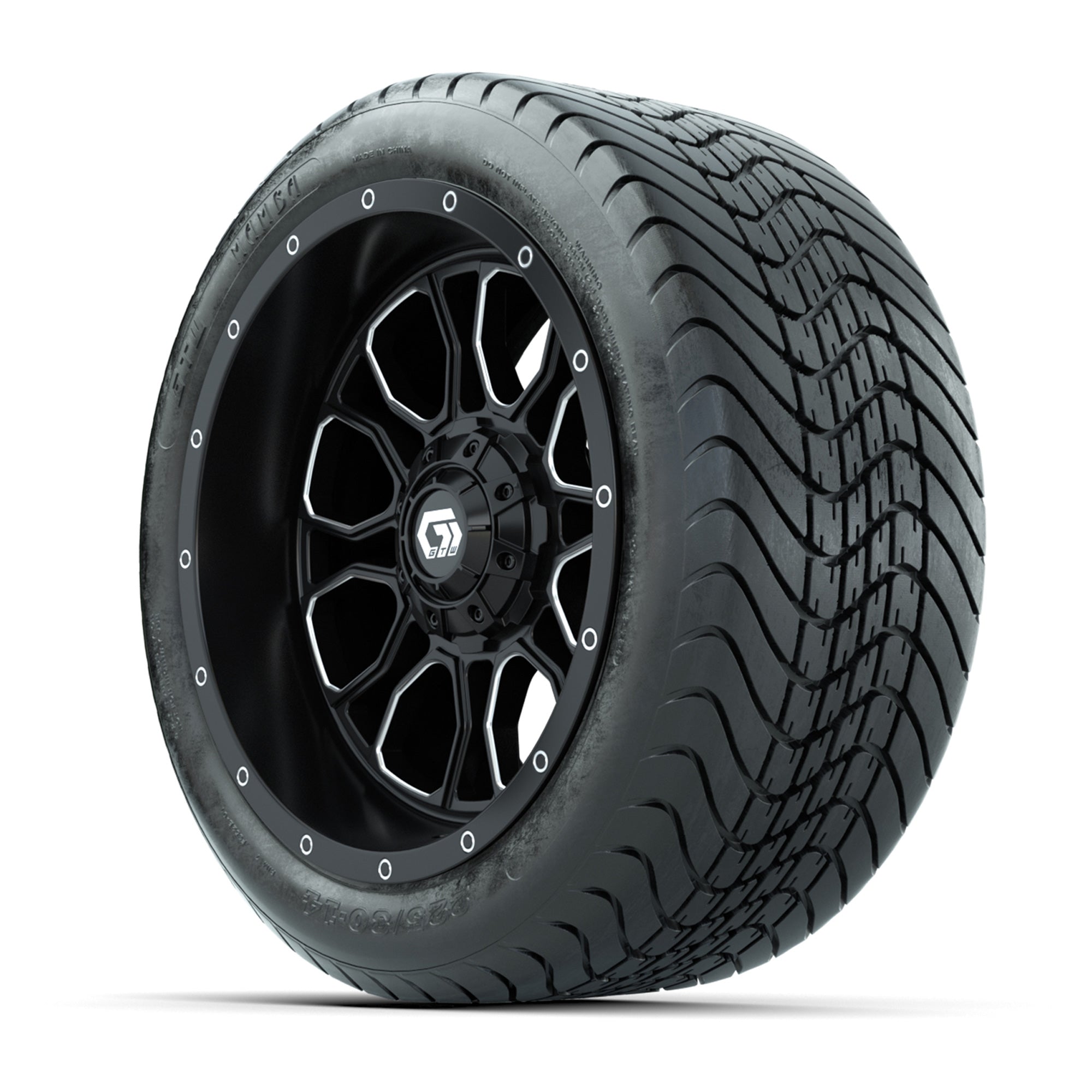 Set of (4) 14 in GTW® Volt Machined &amp; Black Wheels with  - 3/4 view