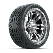 GTW® Shogun Chrome 14 in Wheels with 205/40-R14 Fusion GTR Steel Belted Street Tires – Full Set