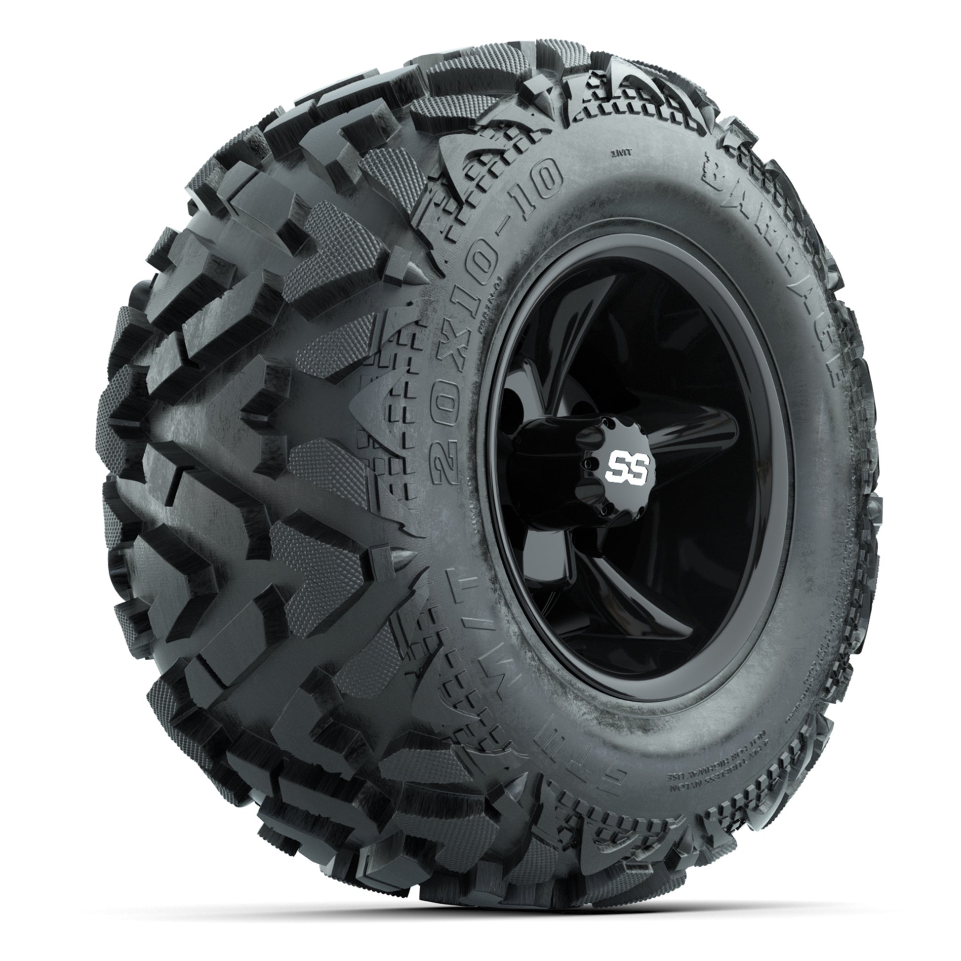 GTW Godfather Black 10 in Wheels with 20x10-10 Barrage Mud Tires – Full Set