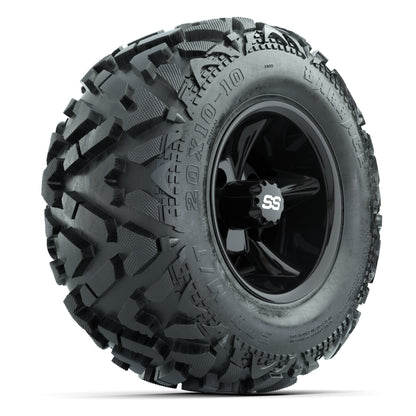 GTW Godfather Black 10 in Wheels with 20x10-10 Barrage Mud Tires – Full Set