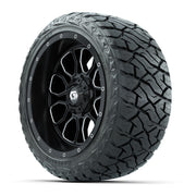 GTW Volt Black/Machined 14 in Wheels with 23x10.00-R14 Maver - 3/4 view
