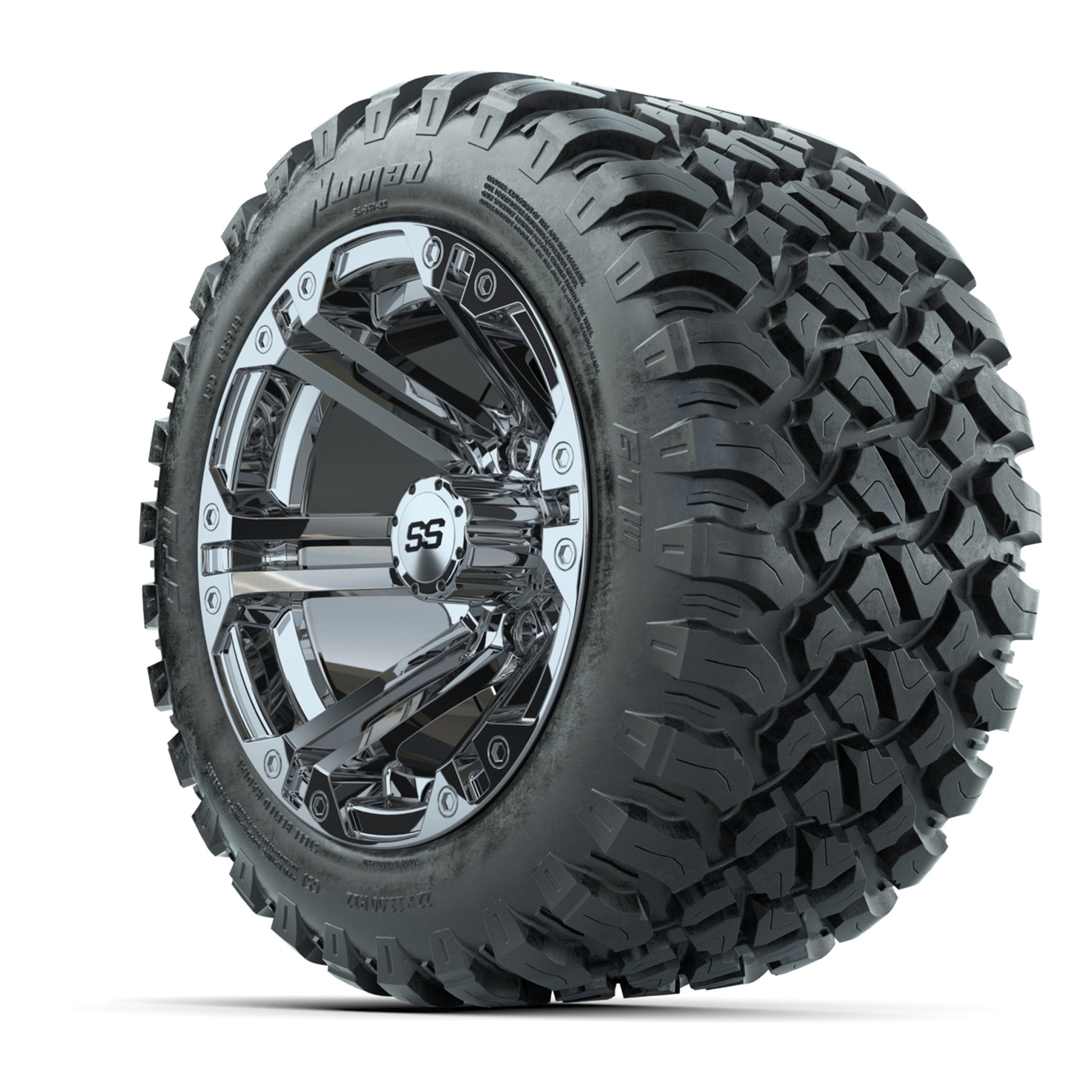 GTW® Specter Chrome 12 in Wheels with 22X11-R12 Nomad Steel Belt Radial All-Terrain Tires – Full Set