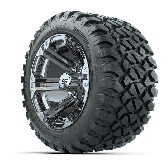 GTW® Specter Chrome 12 in Wheels with 22X11-R12 Nomad Steel Belt Radial All-Terrain Tires – Full Set