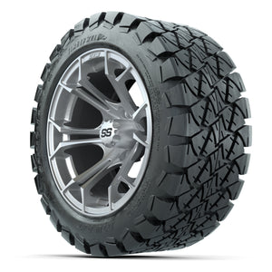 GTW Spyder Silver Brush 14 in Wheels with 22X10-14 Timberwol - 3/4 view