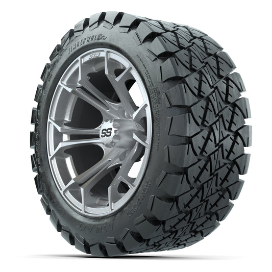 GTW Spyder Silver Brush 14 in Wheels with 22X10-14 Timberwol - 3/4 view
