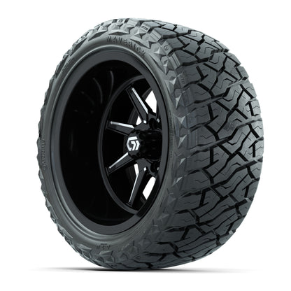 GTW Reaper Black/Machined 15 in Wheels with 23X10-R15 Maverick Steel Belted Radial All-Terrain Tires – Full Set