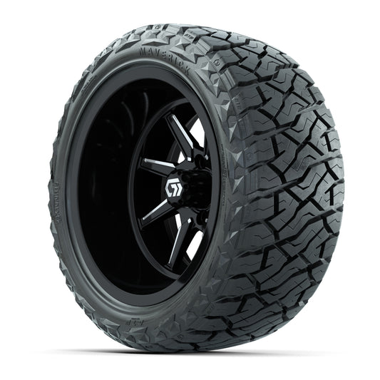 GTW Reaper Black/Machined 15 in Wheels with 23X10-R15 Maverick Steel Belted Radial All-Terrain Tires – Full Set