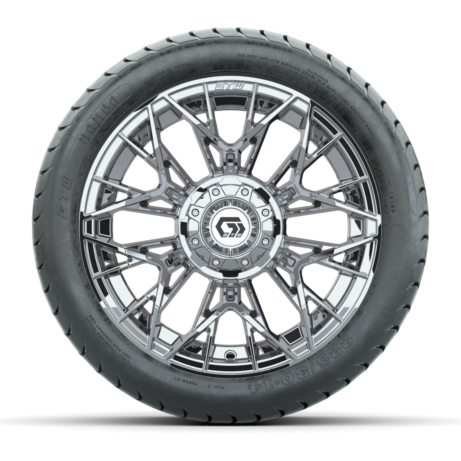 Set of (4) 14 in GTW® Stellar Chrome Wheels with 225/30-14 M - front view