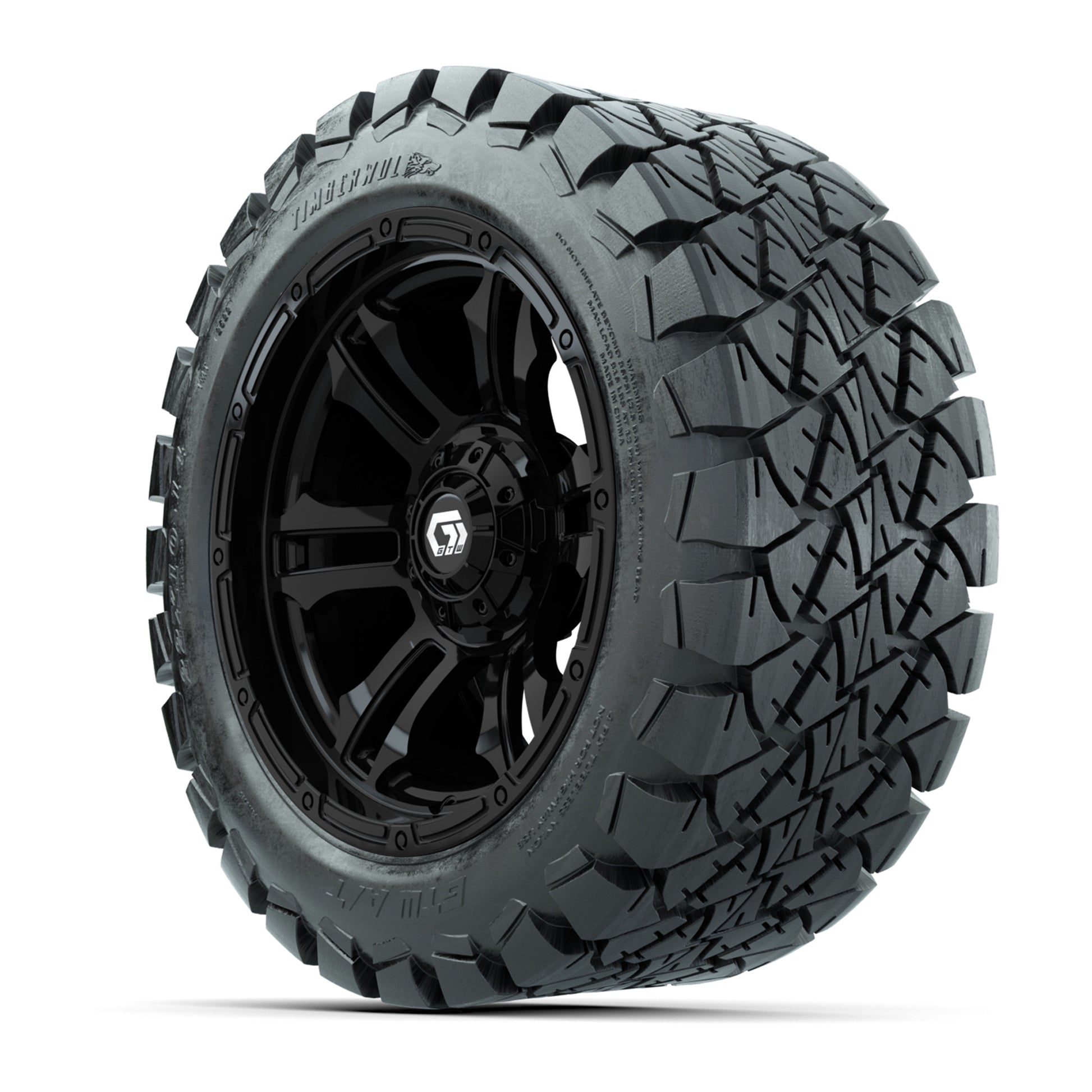 GTW® Shogun Gloss Black 14 in Wheels with 22x10-14 Timberwol - 3/4 view