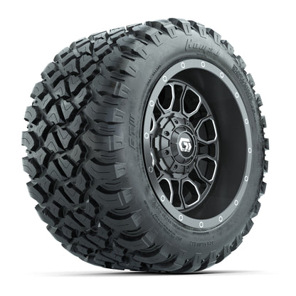 GTW Volt Gunmetal/Machined 12 in Wheels with 22x11-R12 Nomad All Terrain Tires – Full Set
