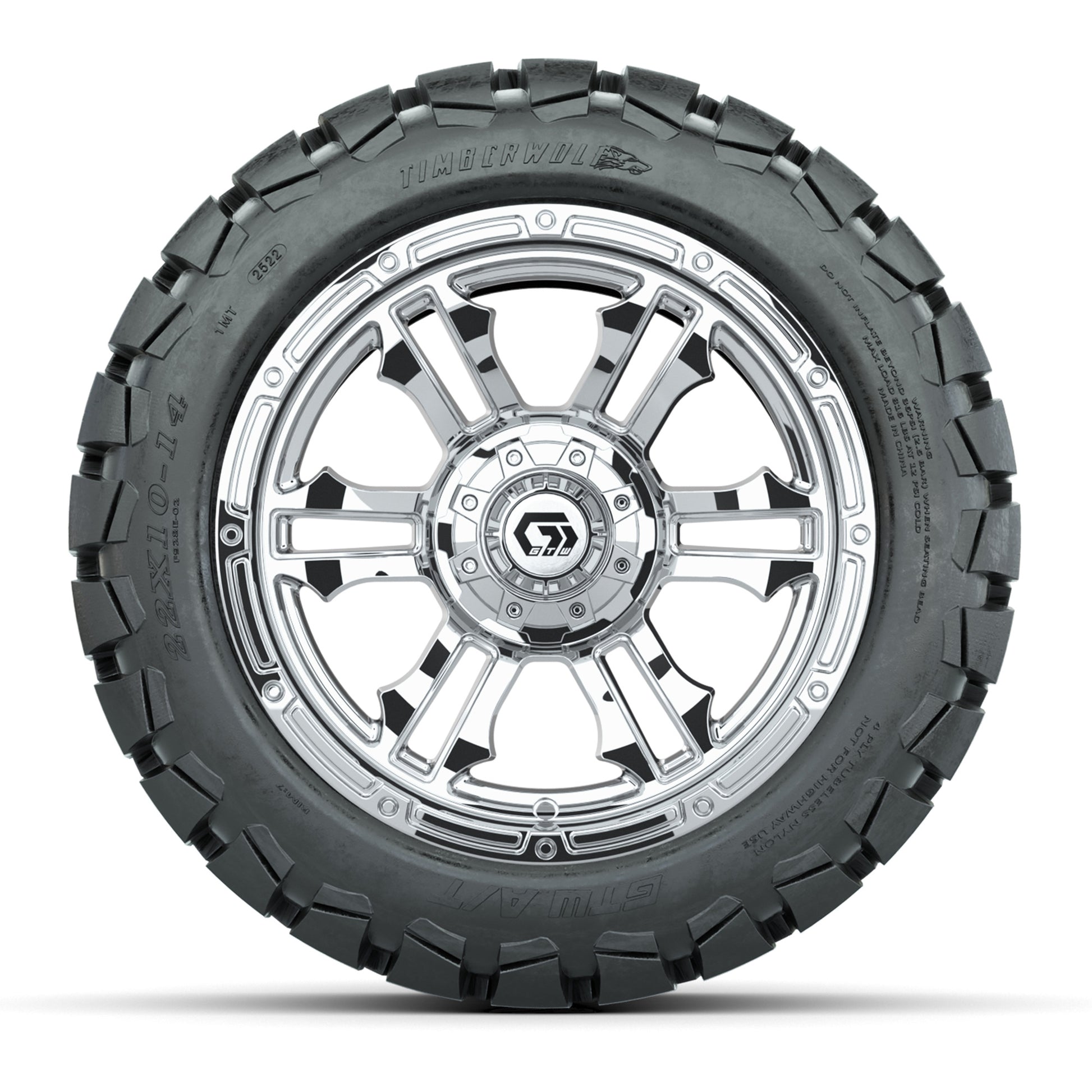 GTW® Shogun Chrome 14 in Wheels with 22x10-14 Timberwolf All - front view