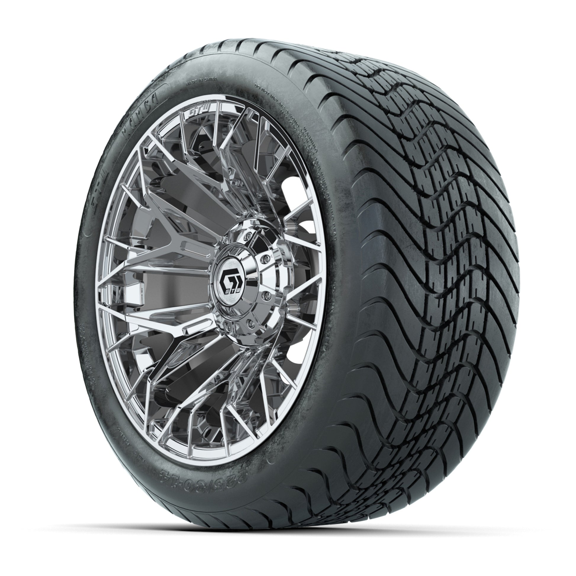 Set of (4) 14 in GTW® Stellar Chrome Wheels with 225/30-14 M - 3/4 view