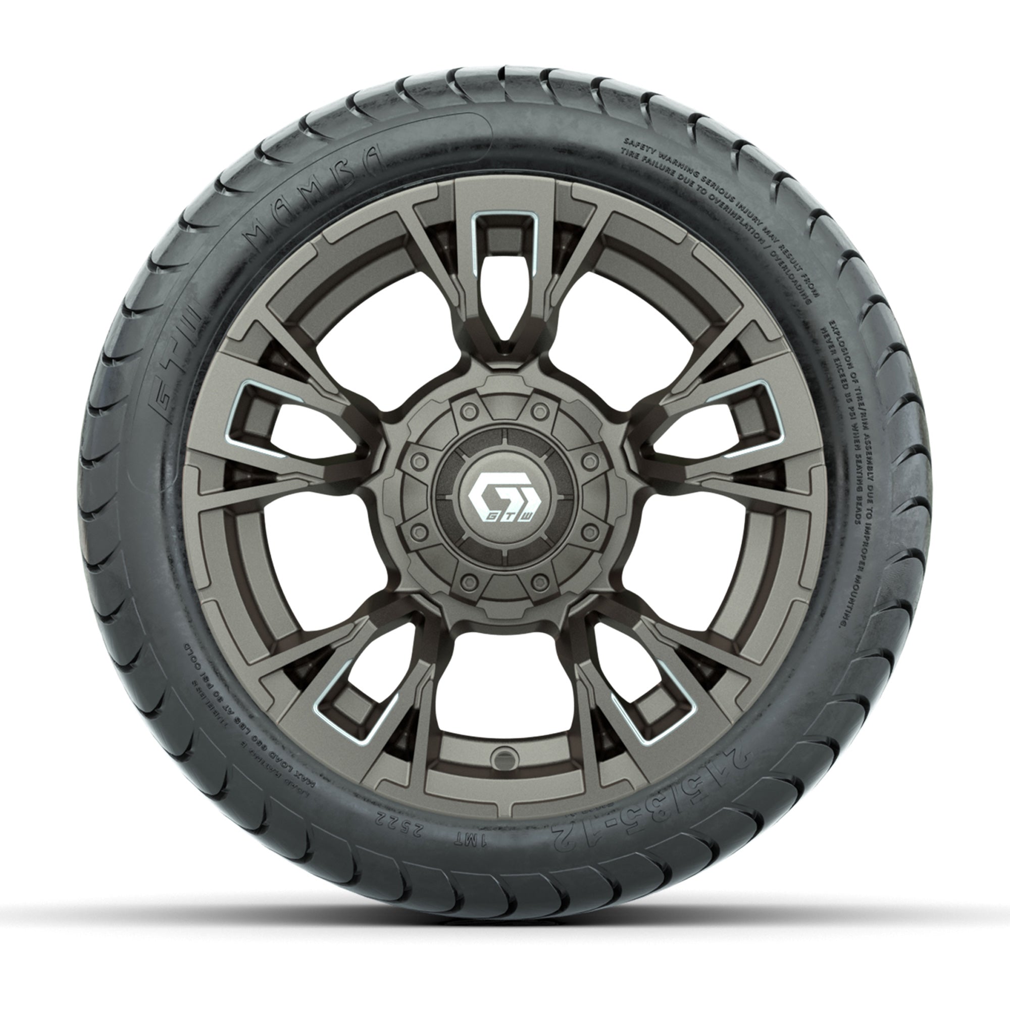 GTW® Vandal Satin Bronze/Machined 12 in Wheels with 215/35-12 Mamba Street Tires – Full Set