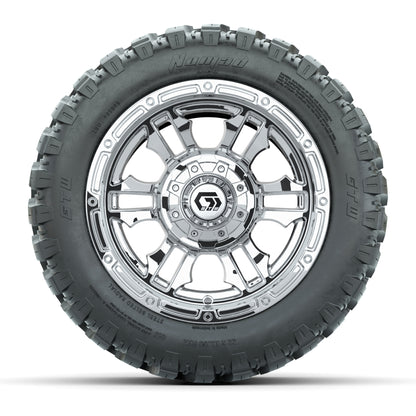 GTW® Shogun Chrome 12 in Wheels with 22X11-R12 Nomad Steel Belt Radial All-Terrain Tires – Full Set