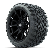 GTW® Diablo Gloss Black/Machined 15 in Wheels with 23x10-R15 - 3/4 view