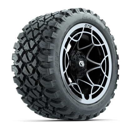 GTW® Nexus Black with Silver Face 14 in Wheels with 23X10-R14 Nomad Steel Belt Radial All-Terrain Tires – Full Set
